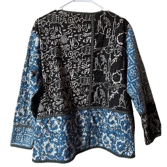 Kar-ma Quilted Patchwork Batik Jacket SZ XL India Boho - Picture 2 of 10